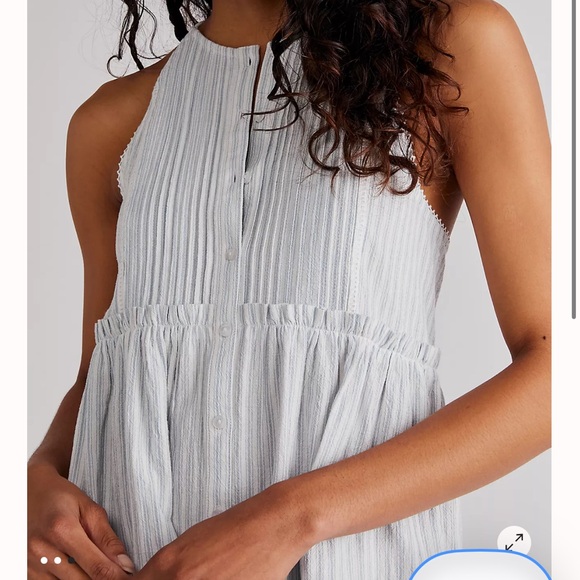 NWT Free People Desert Days striped blue & cream mini dress. Size XL - Picture 3 of 4